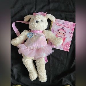 Vintage Poochie & Co. Mindy Maltese Dog Ballerina Backpack & Ballerina Book